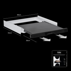 HAIER Kit de Superposition Universel Premium pour Machine à laver et Sèche-Linge, Optimise l'Espace, avec Tiroir Coulissant Noir