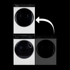 HAIER Kit de Superposition Universel Premium pour Machine à laver et Sèche-Linge, Optimise l'Espace, avec Tiroir Coulissant Noir