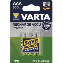 VARTA Blister de 4 Accu NiMH "Longlife Accu" 800 mAh Micro AAA/HR03