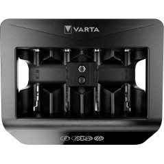 VARTA Chargeur de Piles, charge jusqu'à 4 AA/AAA/C/D/9V Piles rechargeables et appareils USB, LCD Universal Charger+, chargement