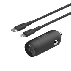 Belkin Chargeur de Voiture Boost↑Charge™ 30 W (Compact, Port USB-C Power Delivery, câble USB-C vers Lightning Inclus, compatibil