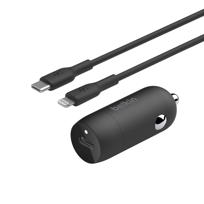 Belkin Chargeur de Voiture Boost↑Charge™ 30 W (Compact, Port USB-C Power Delivery, câble USB-C vers Lightning Inclus, compatibil Belkin Chargeur de Voiture Boost↑Charge™ 30 W (Compact, Port USB-C Power Delivery, câble USB-C vers Lightning Inclus, compatibil