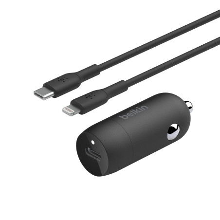 Belkin Chargeur de Voiture Boost↑Charge™ 30 W (Compact, Port USB-C Power Delivery, câble USB-C vers Lightning Inclus, compatibil