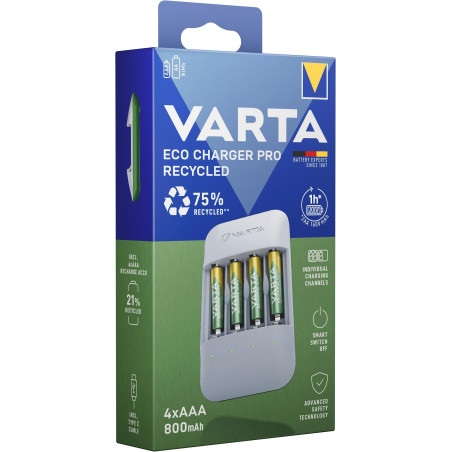 VARTA Eco Charger Pro Recycled 4X AAA 56813 800mAh