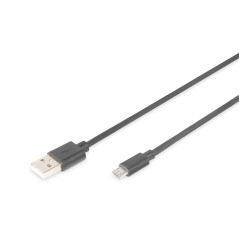 DIGITUS Câble USB 2.0 – 3 m – USB A vers Type Micro B – 480 Mbit/s – Câble de Connexion pour Ordinateurs, Ordinateurs Portables,