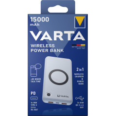VARTA 2 in 1 Batterie Externe sans fil, Power Bank 15000 mAh, Wireless Charger, charge le smartphone et le powerbank en même tem
