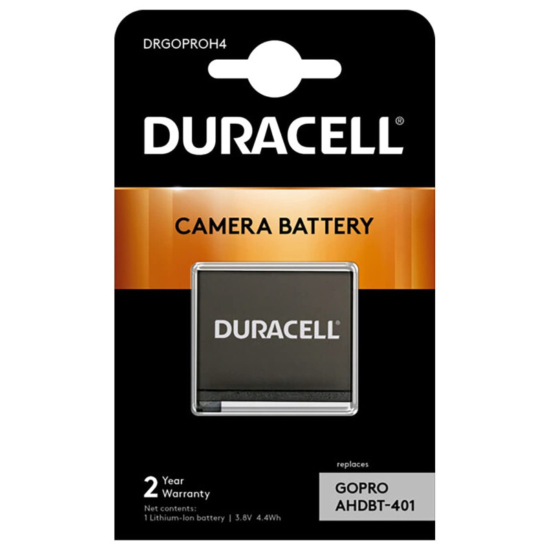 Duracell DRGOPROH4 Batterie pour Appareil Photo numérique GoPro Hero 4 Noir, AHDBT-401 Duracell DRGOPROH4 Batterie pour Appareil Photo numérique GoPro Hero 4 Noir, AHDBT-401