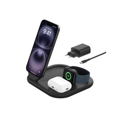 Belkin BoostCharge Socle de Recharge 3-en-1 aimanté et Pliable Qi2, 15 W, Compatible MagSafe, pour iPhone 17, iPhone Air, Pixels