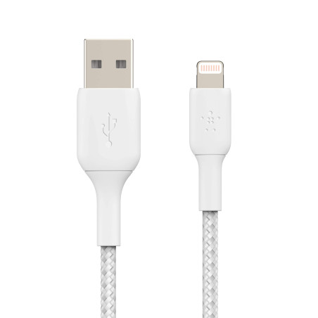 Belkin Câble Lightning à gaine tressée (câble Boost Charge Lightning vers USB pour iPhone, iPad, AirPods ; câble de recharge cer