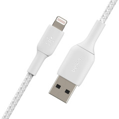 Belkin Câble Lightning à gaine tressée (câble Boost Charge Lightning vers USB pour iPhone, iPad, AirPods ; câble de recharge cer