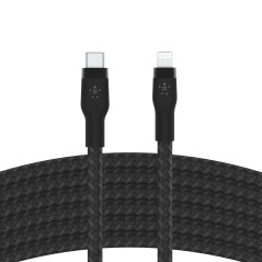 Belkin Câble à gaine tressée USB-C vers Lightning BoostCharge Pro Flex (2 m), certifié MFi (20 W), recharge Power Delivery pour