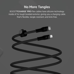Belkin Câble à gaine tressée USB-C vers Lightning BoostCharge Pro Flex (2 m), certifié MFi (20 W), recharge Power Delivery pour