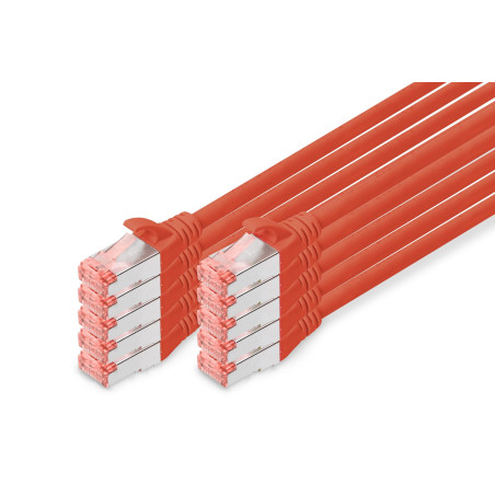 DIGITUS Câble LAN Cat 6-0,5m - 10 pièces - RJ45 Câble réseau - S/FTP Blindé - Compatible Cat 6A & Cat 7 - Rouge