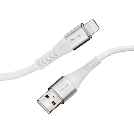 Intenso USB-Cable A315L, Câble de données et de charge USB-A vers Lightning, 12 watts, nylon, 1,5 mètre, blanc