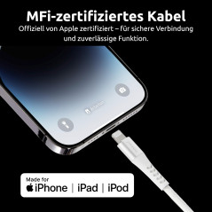 Intenso USB-Cable A315L, Câble de données et de charge USB-A vers Lightning, 12 watts, nylon, 1,5 mètre, blanc