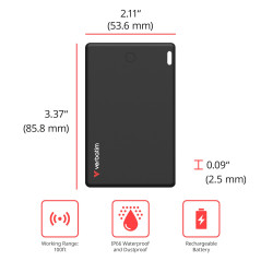 Verbatim My Finder Card Slim Wallet Tracker, Carte de Suivi d'objets Bluetooth Rechargeable pour Portefeuille, Passeport, etc. C