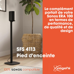Vogel's SFS 4113 Pied d'enceinte pour Sonos Era 100, système d’intégration de câbles, Taille 82 cm, Poids Max. 5 kg, Noir (1x)