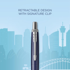 Parker Jotter Stylo bille | Édition spéciale | Sydney Bleu Finition chrome | Encre Bleue | Coffret cadeau