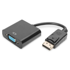 DIGITUS Adaptateur Graphique DisplayPort, DP vers VGA, Full HD 60Hz, 1920 x 1080 Pixels, Noir