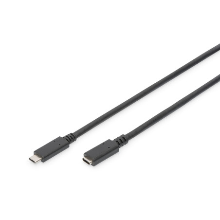 DIGITUS Câble d'extension USB 2.0 - 1.5 m - USB C (mâle) à USB C (femelle) - 480 Mbit/s - câble de type C - noir