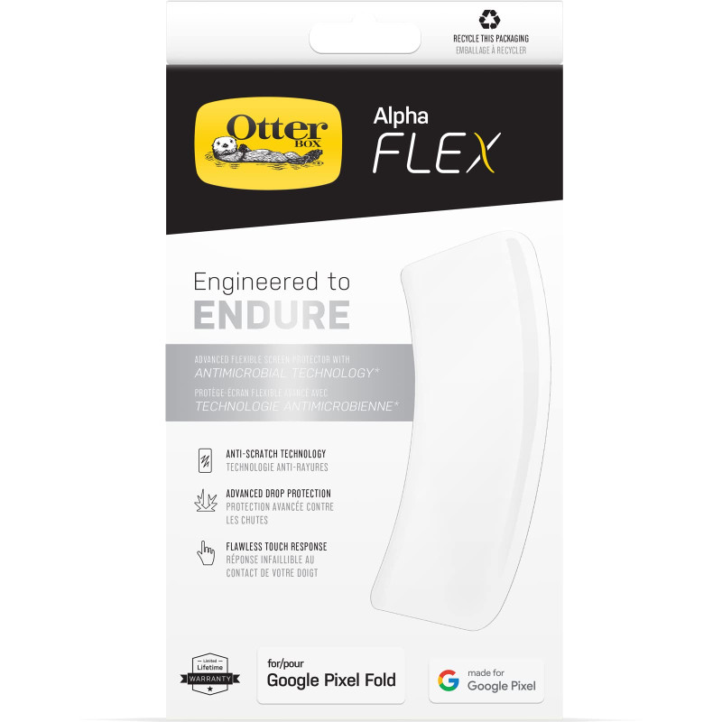 Protecteur d'écran OtterBox Alpha Flex pour Google Pixel Fold, Protection ultra solide contre les fissures et les éclats, résist