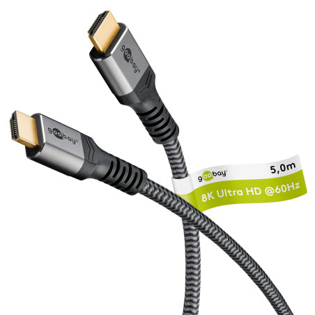 goobay 65263 Câble HDMI 2.1 Ultra High Speed/résolutions UHD jusqu'à 8K @ 60 et 4K @ 120 Hz/Rallonge HDMI pour PS5, Xbox, Apple