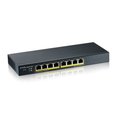 Zyxel Commutateur Switch 8-Ports Gigabit PoE | Gestion Intelligente | Montage sur Bureau ou sur Mur | Sans Ventilateur | PoE+ av