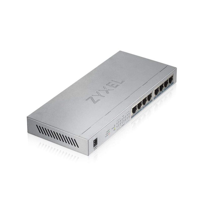 Zyxel Commutateur 8 Ports Gigabit Non Géré | 8x PoE+ Allocation de Réserve d’Énergie Maximale de 60 Watt [GS1008HP]