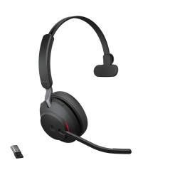 Jabra Evolve2 65 Casque PC Sans Fil - Casque Certifié Microsoft Teams Mono Écouteur avec Batterie Longue Durée - Adaptateur Blue