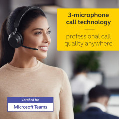 Jabra Evolve2 65 Casque PC Sans Fil - Casque Certifié Microsoft Teams Mono Écouteur avec Batterie Longue Durée - Adaptateur Blue