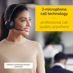 Jabra Evolve2 65 Casque PC sans Fil avec Station de Charge - Casque Mono Certifié UC Anti-bruit avec Batterie Longue Durée - Ada
