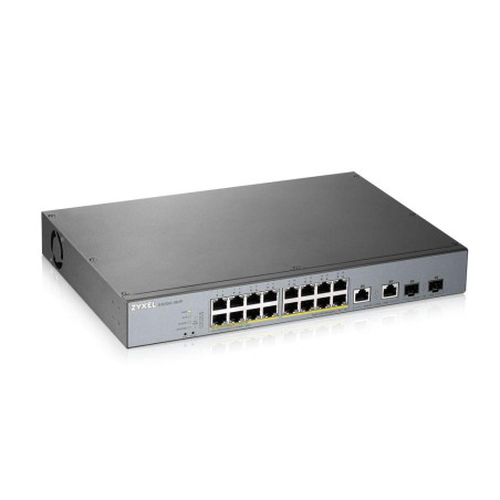 Zyxel Switch 16 ports Gigabit Smart Managed PoE+ avec une réserve de 250 watts et 2 ports Gigabit Combo avec gestion Cloud Nebul