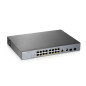 Zyxel Switch 16 ports Gigabit Smart Managed PoE+ avec une réserve de 250 watts et 2 ports Gigabit Combo avec gestion Cloud Nebul Zyxel Switch 16 ports Gigabit Smart Managed PoE+ avec une réserve de 250 watts et 2 ports Gigabit Combo avec gestion Cloud Nebul