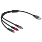 DELOCK CABLE USB 3 IN 1 PARA LIGHTNING/MICROUSB/TYPE-C 30 CM