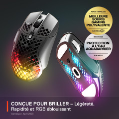 SteelSeries Aerox 5 Wireless - Souris gaming perforée RGB - Design ultra-léger et étanche - 9 boutons - Bluetooth/2.4 GHz - Capt