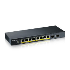 Zyxel Commutateur PoE Gigabit 8 Ports | Smart Managed | Bureau / Montage Mural et Design sans Ventilateur | 8 Ports PoE+ avec Un