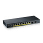 Zyxel Commutateur PoE Gigabit 8 Ports | Smart Managed | Bureau / Montage Mural et Design sans Ventilateur | 8 Ports PoE+ avec Un