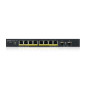 Zyxel Commutateur PoE Gigabit 8 Ports | Smart Managed | Bureau / Montage Mural et Design sans Ventilateur | 8 Ports PoE+ avec Un