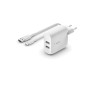 Belkin Chargeur secteur 2 ports USB-A Boost Charge 24 W + Câble USB-A vers USB-C (pour Samsung, Pixel, iPad Pro, etc.) Belkin Chargeur secteur 2 ports USB-A Boost Charge 24 W + Câble USB-A vers USB-C (pour Samsung, Pixel, iPad Pro, etc.)