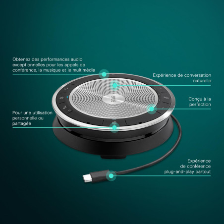 SENNHEISER Expand 30T - Haut-Parleur sans Fil Portable Avancé pour Conférences, Technologie EPOS Voice™, Bluetooth & USB-C, Micr