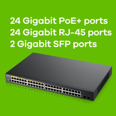 Zyxel Commutateur Switch 48 Ports Gigabit PoE | Gestion Intelligente | Montage en Rack | 48 ports PoE+ avec une Puissance de 170