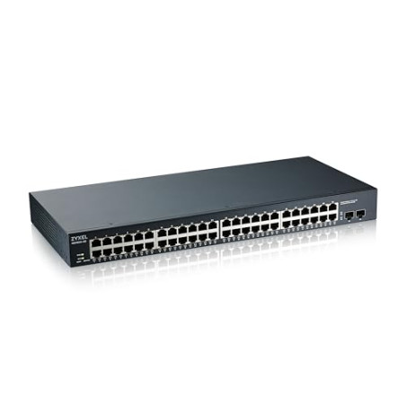 Zyxel Commutateur Switch Gigabit 48 Ports | Gestion Intelligente | Montage en Rack avec 2 Ports SFP | VLAN, IGMP, QoS [GS1900-48