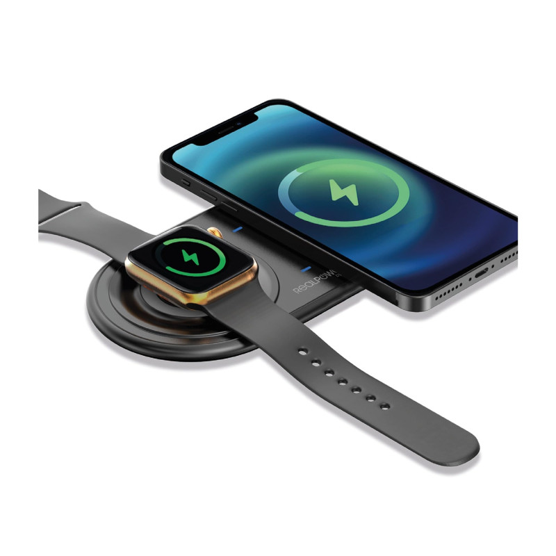 RealPower ChargeAIR Duo Chargeur sans Fil Station de Charge QI 15W Compatible avec iPhone 14 13 12 11Pro Max/SE/X/XS/8, Apple Ai RealPower ChargeAIR Duo Chargeur sans Fil Station de Charge QI 15W Compatible avec iPhone 14 13 12 11Pro Max/SE/X/XS/8, Apple Ai