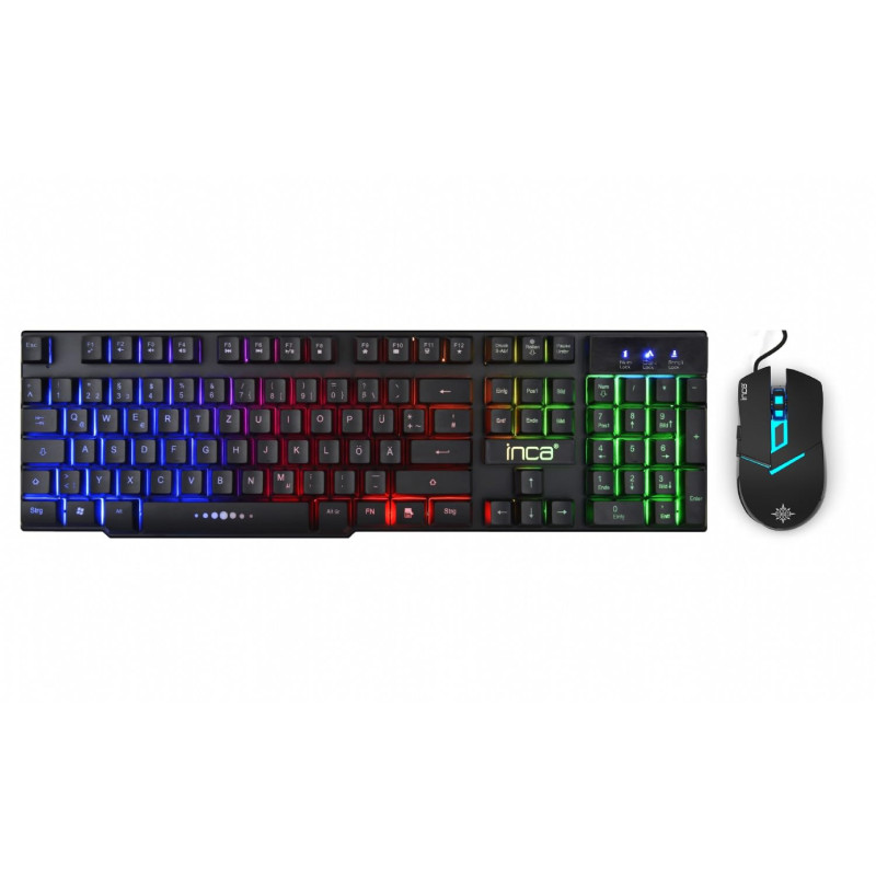 INCA Clavier Gaming IKG-448 avec Souris, RVB, Allemand INCA Clavier Gaming IKG-448 avec Souris, RVB, Allemand