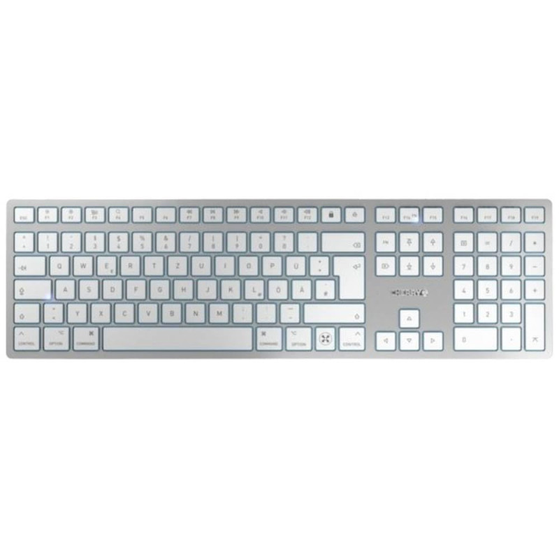 CHERRY KW 9100 Slim for Mac, Clavier sans Fil Mac, Disposition Allemande (QWERTZ), Connexion Bluetooth ou 24 GHz, Touches Plates CHERRY KW 9100 Slim for Mac, Clavier sans Fil Mac, Disposition Allemande (QWERTZ), Connexion Bluetooth ou 24 GHz, Touches Plates