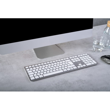 CHERRY KW 9100 Slim for Mac, Clavier sans Fil Mac, Disposition Allemande (QWERTZ), Connexion Bluetooth ou 24 GHz, Touches Plates
