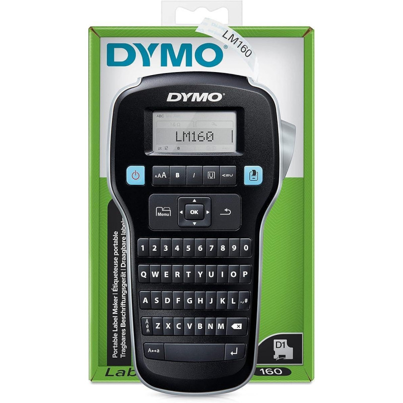 Dymo - LabelManager 160 - Étiqueteuse Portable avec Clavier QWERTY - Comprend Un Ruban adhésif D1 Noir et Blanc (12 mm) - pour l Dymo - LabelManager 160 - Étiqueteuse Portable avec Clavier QWERTY - Comprend Un Ruban adhésif D1 Noir et Blanc (12 mm) - pour l