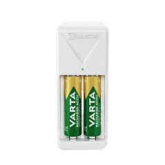 VARTA Chargeur de Piles, incl. 2X AA 2100mAh, chargeur pour piles rechargeables, charge 2 AA/AAA simultanément, Mini Charger, bl