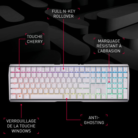 CHERRY MX 3.0S Wireless, Clavier mécanique de Gaming sans Fil avec rétro-éclairage RGB, Disposition Allemande (QWERTZ), Connexio