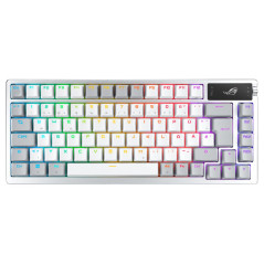 ASUS ROG Azoth White RGB Clavier de Jeu QWERTZ Facteur de Forme 75%, commutateurs mécaniques ROG NX, écran OLED, sans Fil avec B